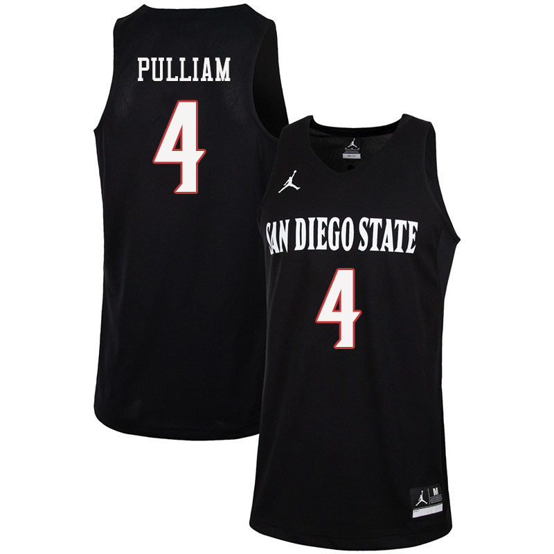 Jordan Brand Men #4 Trey Pulliam San Diego State Aztecs College Basketball Jerseys Sale-Black
